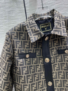 Replica Womens Clothing Fendi Fendace Brown Canvas Jacket SML A40PP980 AA185026