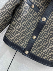 Replica Womens Clothing Fendi Fendace Brown Canvas Jacket SML A40PP980 AA185026