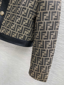 Replica Womens Clothing Fendi Fendace Brown Canvas Jacket SML A40PP980 AA185026