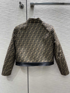 Replica Womens Clothing Fendi Fendace Brown Canvas Jacket SML A40PP980 AA185026
