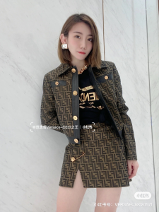 Replica Womens Clothing Fendi Fendace Brown Canvas Jacket SML A40PP980 AA185026