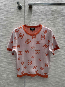 Chanel 2022 Allover CC Logo Knited Tops Red 