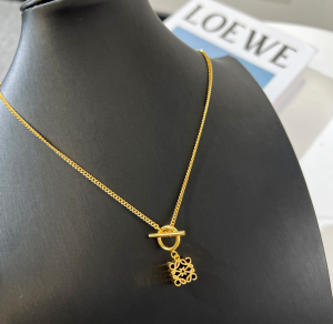 Replica Womens Jewelry Loewe VIP Gold Anagram Pendant Necklace A62PP280 AA185280