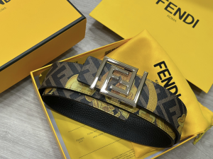 Versace Black Fendace Fabric Reversible Belt 40MM 