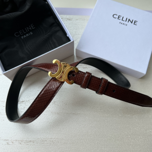 Celine Triomphe Burgundy Python Leather Belt 25MM 