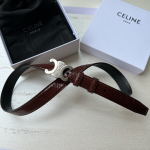 Celine Triomphe Burgundy Python Leather Belt 25MM 