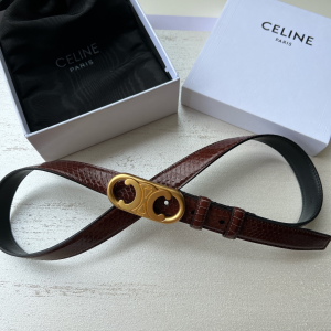 Celine Triomphe Burgundy Python Leather Belt 25MM 