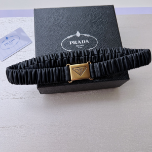 Prada Black Elasticized Nappa Leather Belt 25MM 