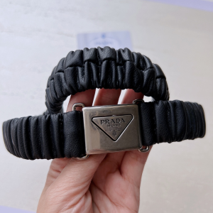 Prada Black Elasticized Nappa Leather Belt 25MM 