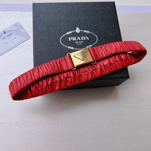 Prada Red Elasticized Nappa Leather Belt 25MM 