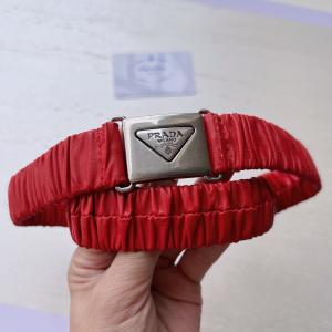 Prada Red Elasticized Nappa Leather Belt 25MM 