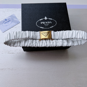 Prada White Elasticized Nappa Leather Belt 25MM 