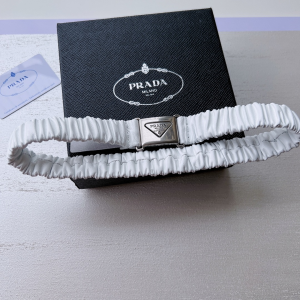 Prada White Elasticized Nappa Leather Belt 25MM 
