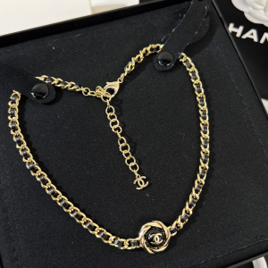 Chanel Chain and Leather Necklace 