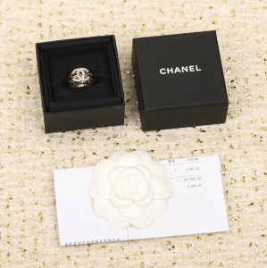 Replica Womens Jewelry Chanel Crystal CC Gold Chain Leather Rings A152PP180 AA185602