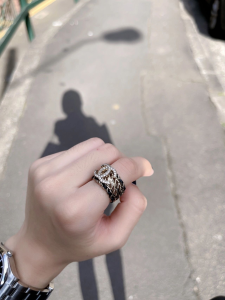 Replica Womens Jewelry Chanel Crystal CC Gold Chain Leather Rings A152PP180 AA185602