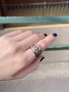 Replica Womens Jewelry Chanel Crystal CC Gold Chain Leather Rings A152PP180 AA185602