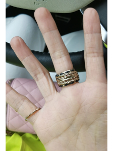 Replica Womens Jewelry Chanel Crystal CC Gold Chain Leather Rings A152PP180 AA185602