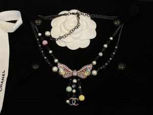 Chanel Multicolor Butterfly Pears Chain Necklace 