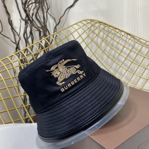 Replica Womens Hat Burberry Black Canvas Check Bucket Hat A144PP180 AA185758