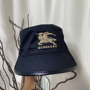Replica Womens Hat Burberry Black Canvas Check Bucket Hat A144PP180 AA185758