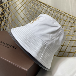 Replica Womens Hat Burberry White Canvas Check Bucket Hat A144PP180 AA185757
