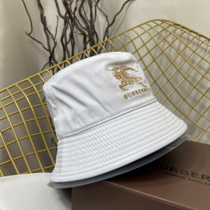 Replica Womens Hat Burberry White Canvas Check Bucket Hat A144PP180 AA185757
