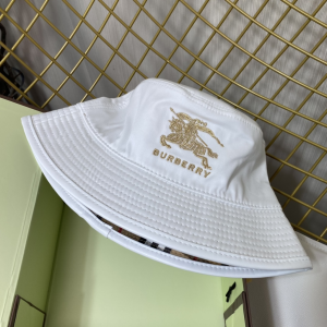 Replica Womens Hat Burberry White Canvas Check Bucket Hat A144PP180 AA185757