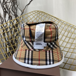 Replica Womens Hat Burberry White Canvas Check Bucket Hat A144PP180 AA185757