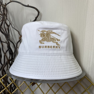 Replica Womens Hat Burberry White Canvas Check Bucket Hat A144PP180 AA185757