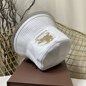 Replica Womens Hat Burberry White Canvas Check Bucket Hat A144PP180 AA185757