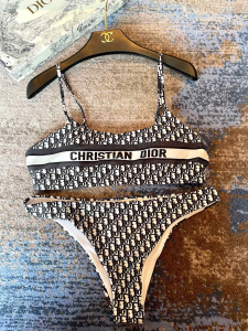 Replica Free Gift Dior Oblique Black Cotton Swimsuit Bikini SML A123PP105 AA185857