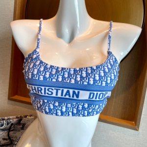 Replica Free Gift Dior Oblique Blue Cotton Swimsuit Bikini SML A123PP105 AA185858