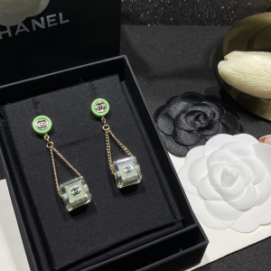 Replica Womens Jewelry Chanel CC N5 Crystals Earrings Green A152PP180 AA185890