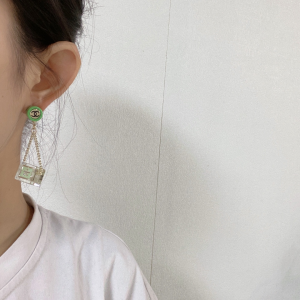 Replica Womens Jewelry Chanel CC N5 Crystals Earrings Green A152PP180 AA185890