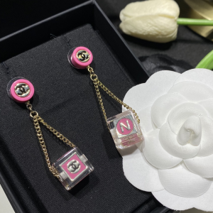 Chanel CC N5 Crystals Earrings Pink 