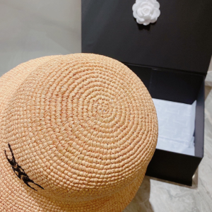 Replica Womens Hats Celine Natural Raffia Triomphe Bucket Hat A190PP280 AA186243