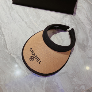 Replica Womens Hats Chanel Khaki Beige Raffia Visor Hat A190PP180 AA186241