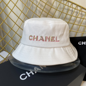Chanel White Cotton Bucket Hat 