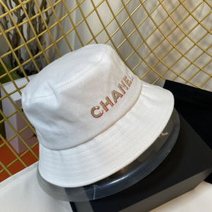 Replica Womens Hats Chanel White Cotton Bucket Hat A190PP180 AA186250