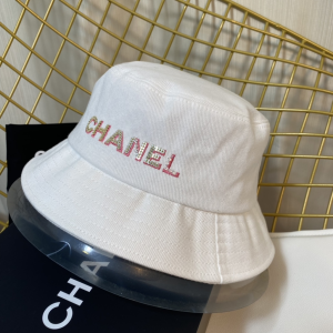 Replica Womens Hats Chanel White Cotton Bucket Hat A190PP180 AA186250
