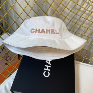 Replica Womens Hats Chanel White Cotton Bucket Hat A190PP180 AA186250
