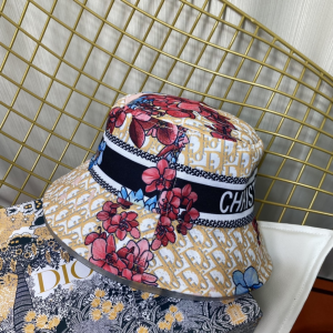 Replica Womens Hats Dior Beige Dior Obliue Flowers Bucket Hat A190PP180 AA186247