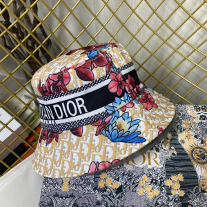 Replica Womens Hats Dior Beige Dior Obliue Flowers Bucket Hat A190PP180 AA186247