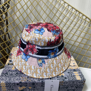 Replica Womens Hats Dior Beige Dior Obliue Flowers Bucket Hat A190PP180 AA186247