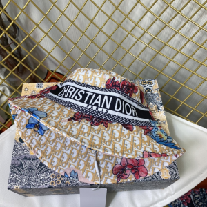 Replica Womens Hats Dior Beige Dior Obliue Flowers Bucket Hat A190PP180 AA186247