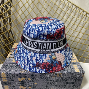 Dior Blue Dior Obliue Flowers Bucket Hat 