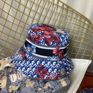 Replica Womens Hats Dior Blue Dior Obliue Flowers Bucket Hat A190PP180 AA186246