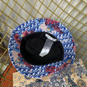 Replica Womens Hats Dior Blue Dior Obliue Flowers Bucket Hat A190PP180 AA186246