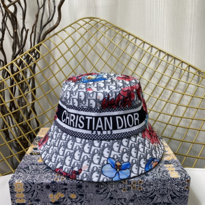 Dior Gray Dior Obliue Flowers Bucket Hat 